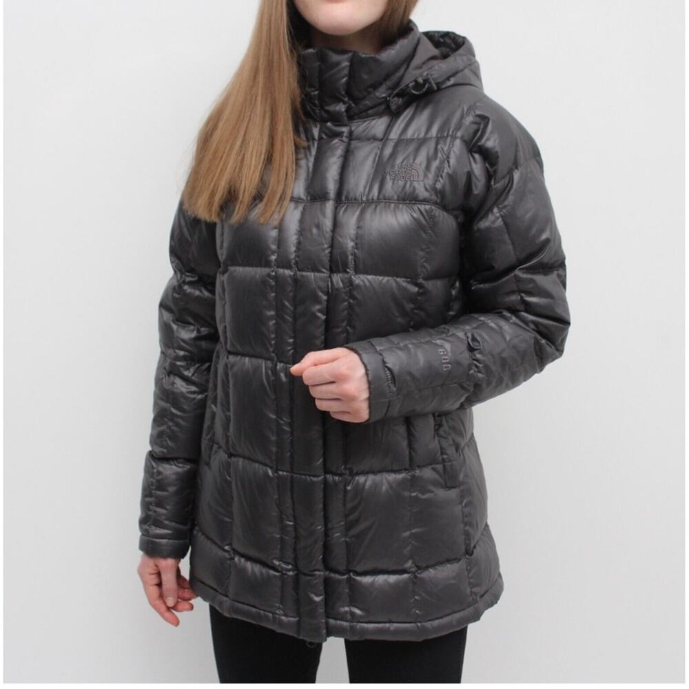 The North Face Women's Quilted Down Puffer Jacket Hooded Full Zip 600 Fill Small